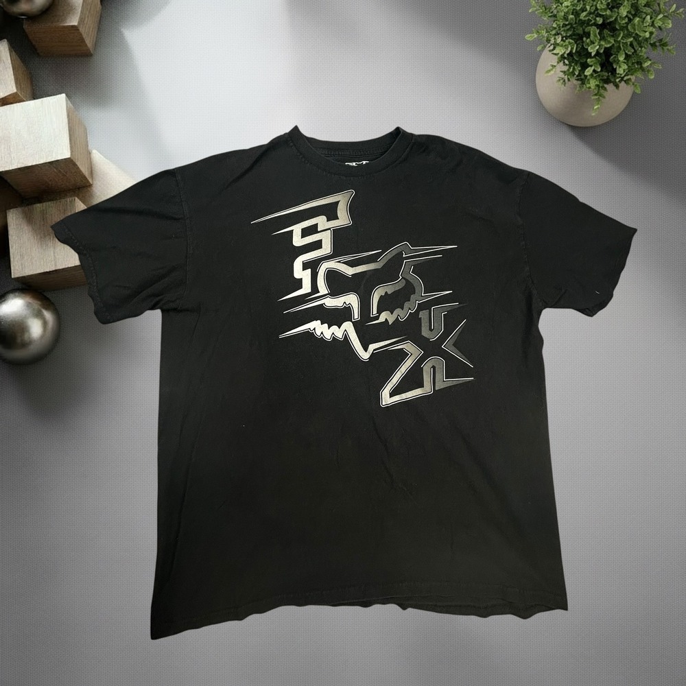 Vintage Fox Racing Graphic T-Shirt Black Y2K Skater Streetwear XL
